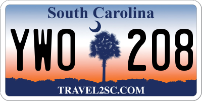 SC license plate YWO208