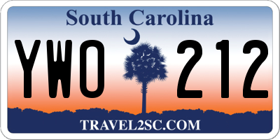 SC license plate YWO212