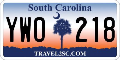 SC license plate YWO218