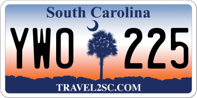 SC license plate YWO225