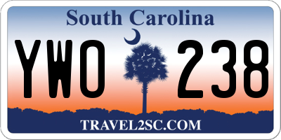 SC license plate YWO238