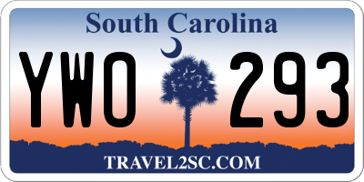 SC license plate YWO293