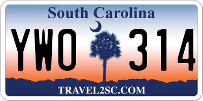 SC license plate YWO314