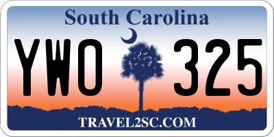 SC license plate YWO325