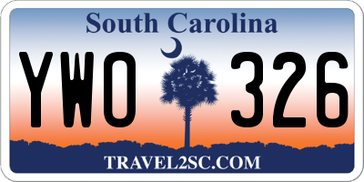 SC license plate YWO326