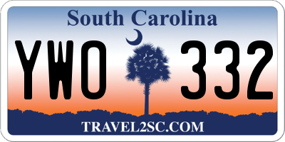 SC license plate YWO332