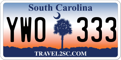 SC license plate YWO333