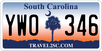 SC license plate YWO346
