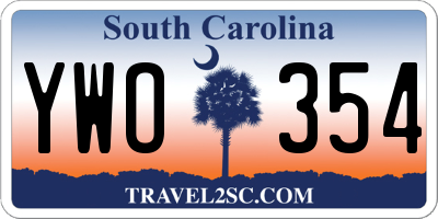 SC license plate YWO354