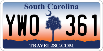 SC license plate YWO361