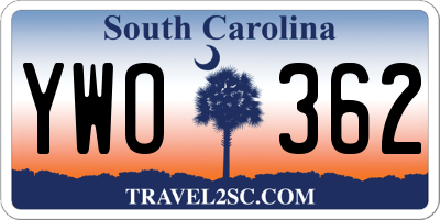SC license plate YWO362