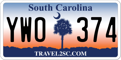 SC license plate YWO374