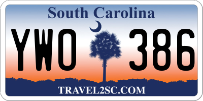 SC license plate YWO386