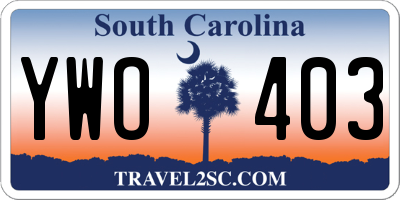 SC license plate YWO403