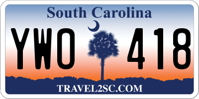 SC license plate YWO418