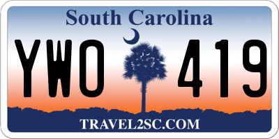 SC license plate YWO419