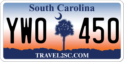 SC license plate YWO450