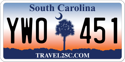 SC license plate YWO451