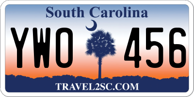 SC license plate YWO456