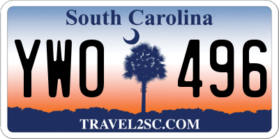 SC license plate YWO496