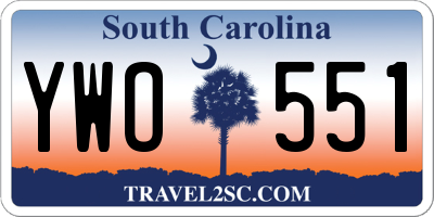 SC license plate YWO551