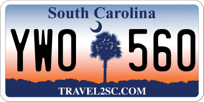 SC license plate YWO560