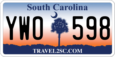 SC license plate YWO598