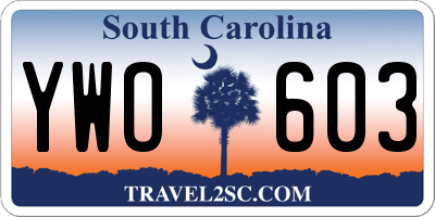SC license plate YWO603