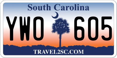 SC license plate YWO605