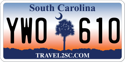 SC license plate YWO610