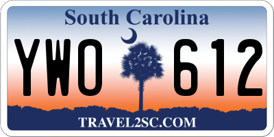 SC license plate YWO612