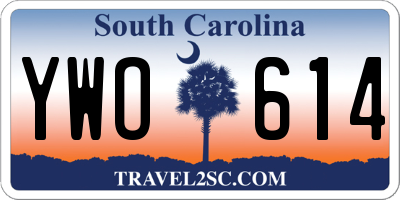 SC license plate YWO614