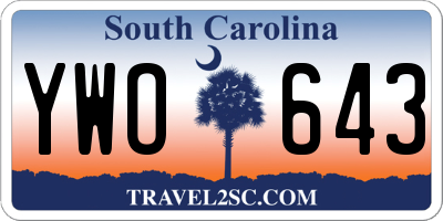 SC license plate YWO643