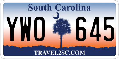SC license plate YWO645