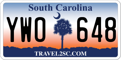 SC license plate YWO648