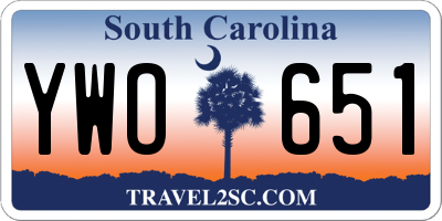 SC license plate YWO651