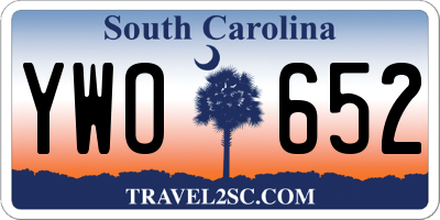 SC license plate YWO652