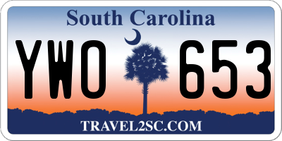 SC license plate YWO653