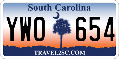 SC license plate YWO654