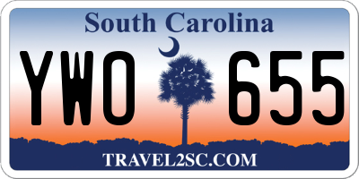 SC license plate YWO655