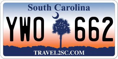 SC license plate YWO662