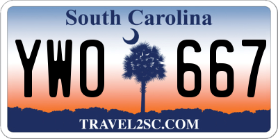 SC license plate YWO667