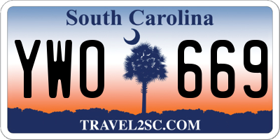SC license plate YWO669