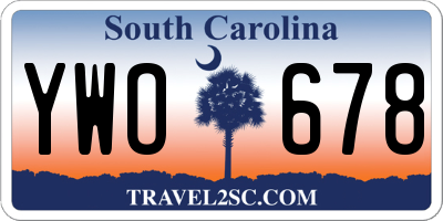 SC license plate YWO678