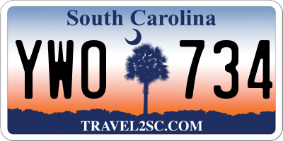 SC license plate YWO734