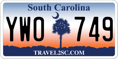 SC license plate YWO749