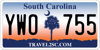 SC license plate YWO755