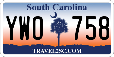 SC license plate YWO758