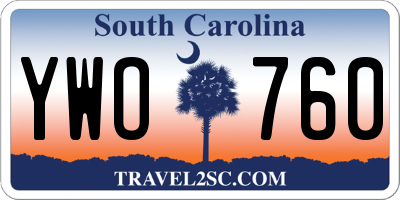 SC license plate YWO760
