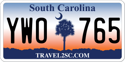 SC license plate YWO765
